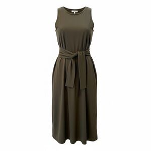 Chic Olive Midi Dress with Belt